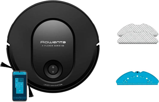Rowenta Serie 65 168min Robot aspirateur, noir, Compatible tapis 18mm, Design ultra fin 7, Autonomie, 7.8 cm